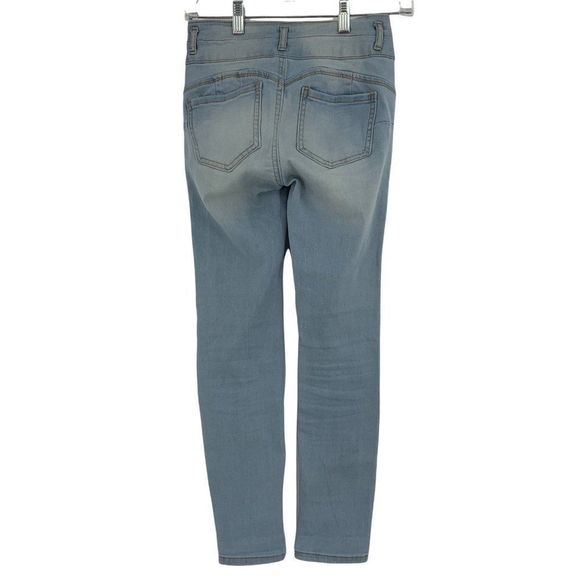 Womens Wax Jeans Size 1 Jr Crop Skinny Light Wash Butt I Love You Wide Belt 0561 - Picture 4 of 7